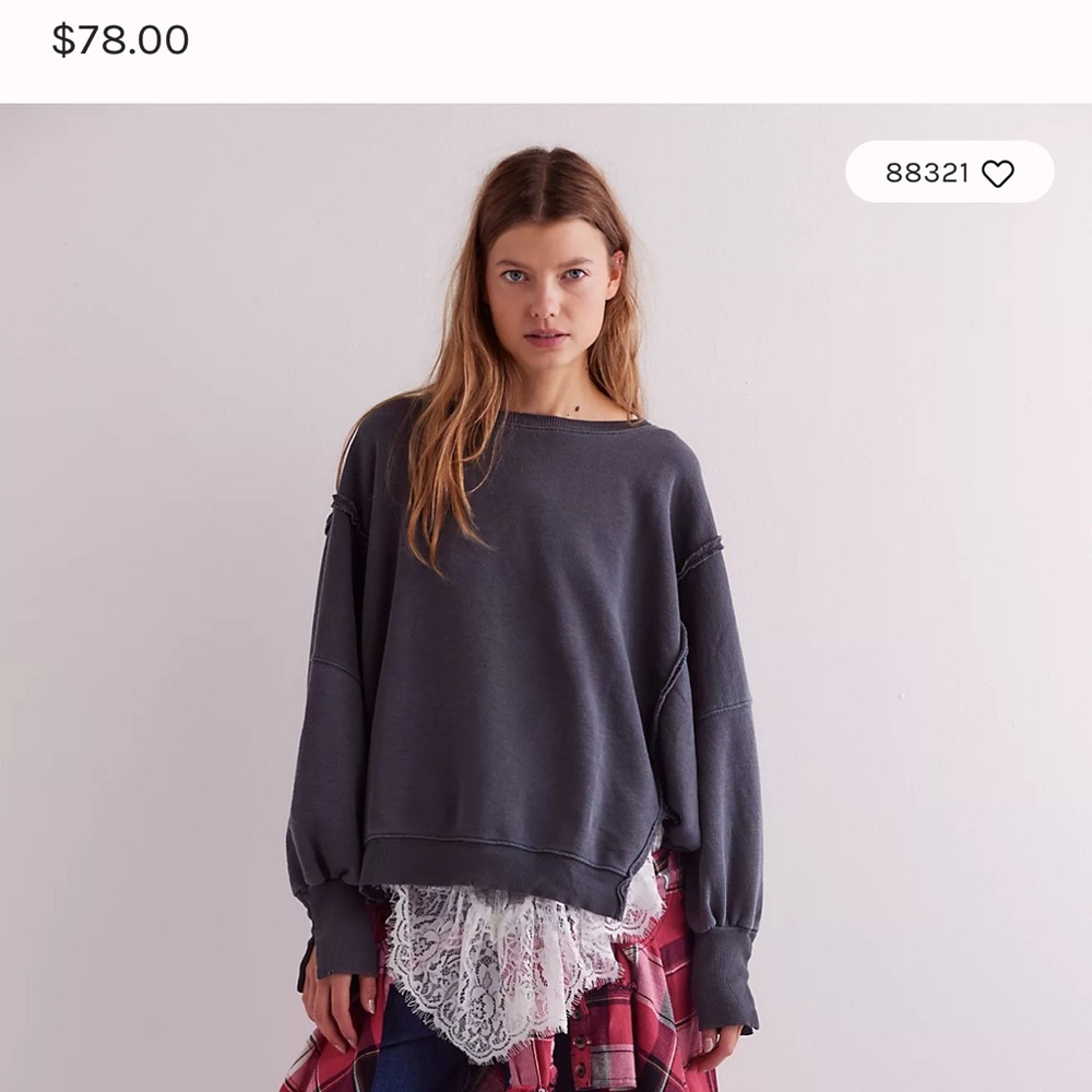 We The Free Gray Crew Neck Sweater
